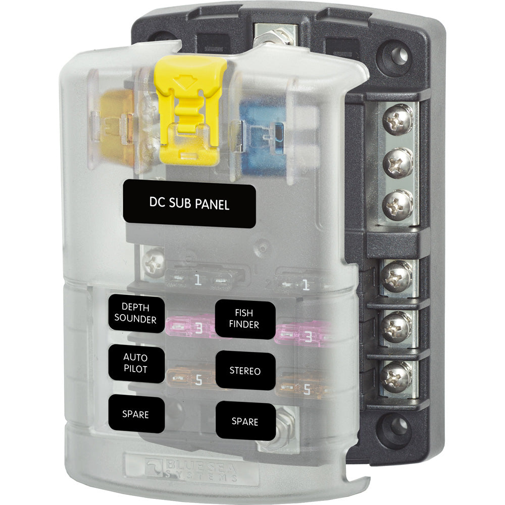 Blue Sea 5025 6-Gang Fuse Block ST ATO/ATC Negative Bus and Cover