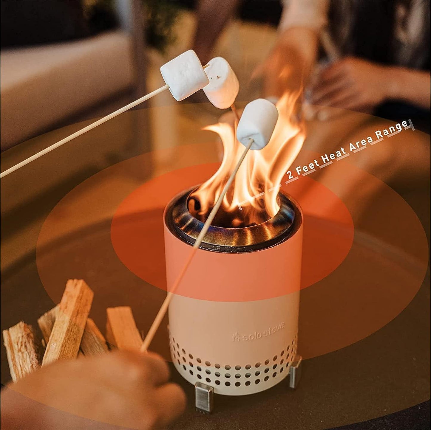 Solo Stove Mesa Tabletop Fire Pit with Stand | Low Smoke Outdoor Mini Fire for Urban & Suburbs | Fueled by Pellets or Wood