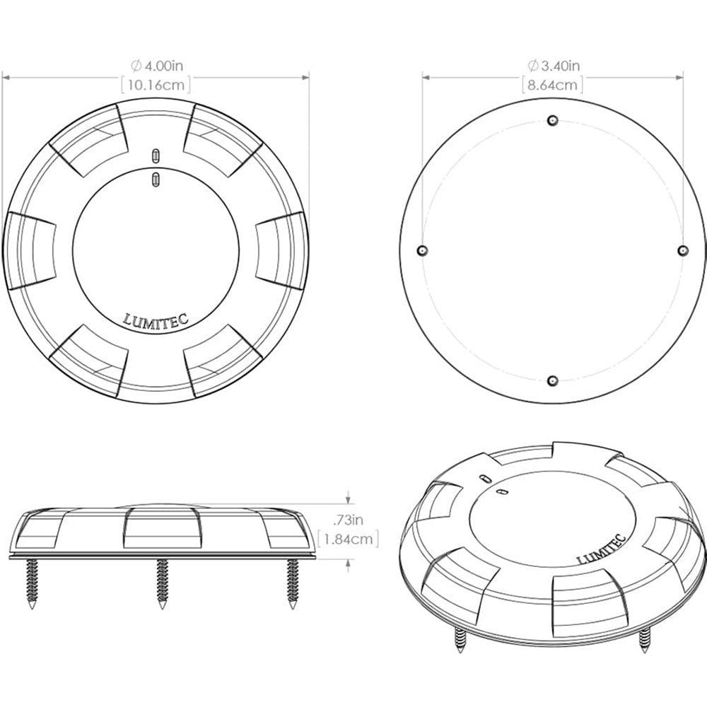 Lumitec Aurora Dome Light White LED Light White Finish 12/24v
