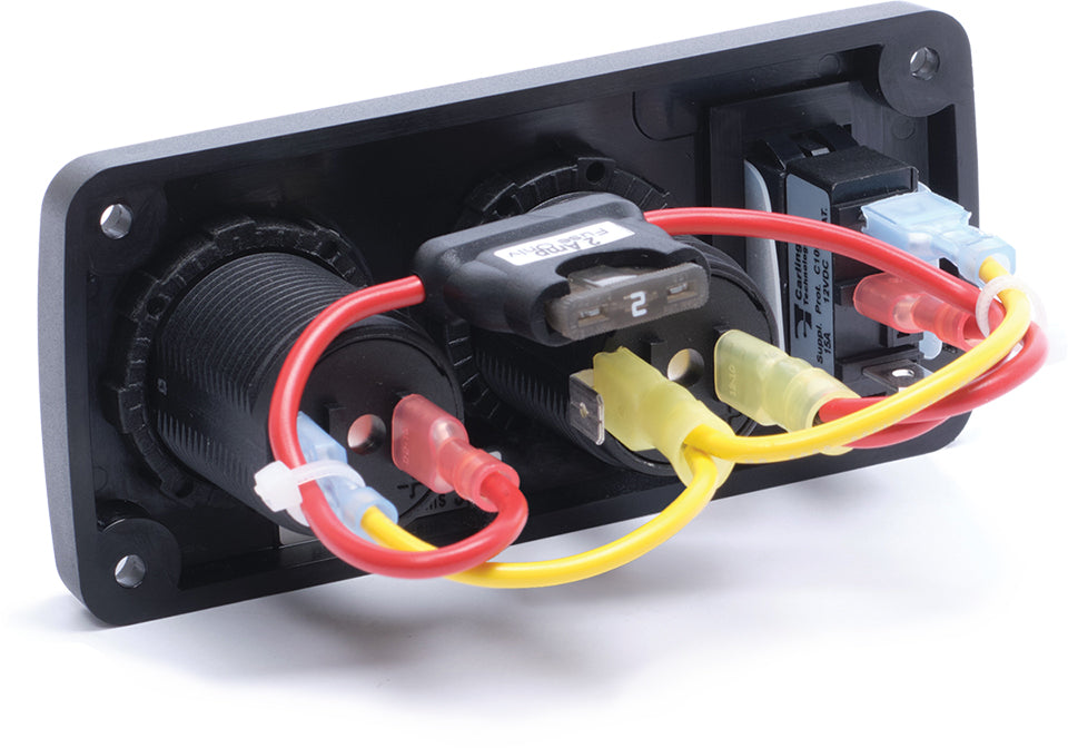 Blue Sea Water-Resistant 12V 15A Circuit Accessory Panel with 12v Socket and Dual USB