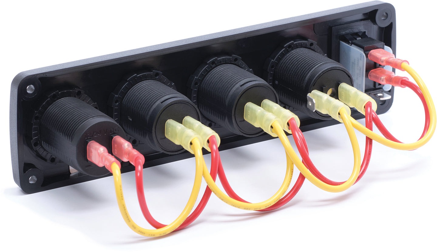 Blue Sea Water-Resistant 12V 15A Circuit Accessory Panel Socket, 2-Dual USB, Volt Meter