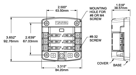 Blue Sea 5028 6-Gang Fuse Block ST ATO/ATC with Cover