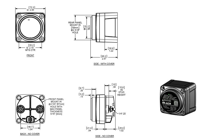 Blue Sea m-Series Automatic Charging Relay 12/24vDC 65A