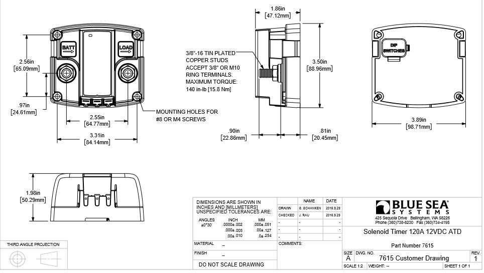 Blue Sea Automatic Timer Disconnect 12vDC