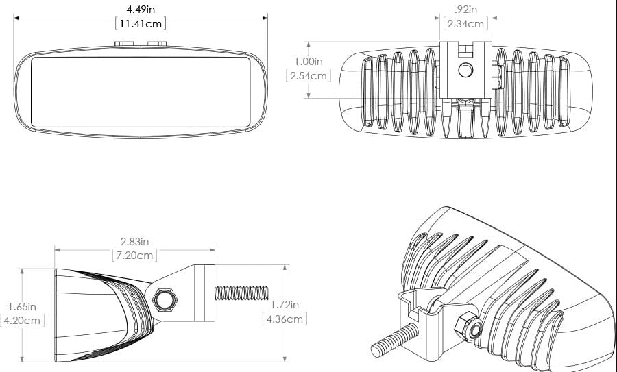 Lumitec CapreraLT Floodlight White LED Bracket Mount White Finish 12/24v