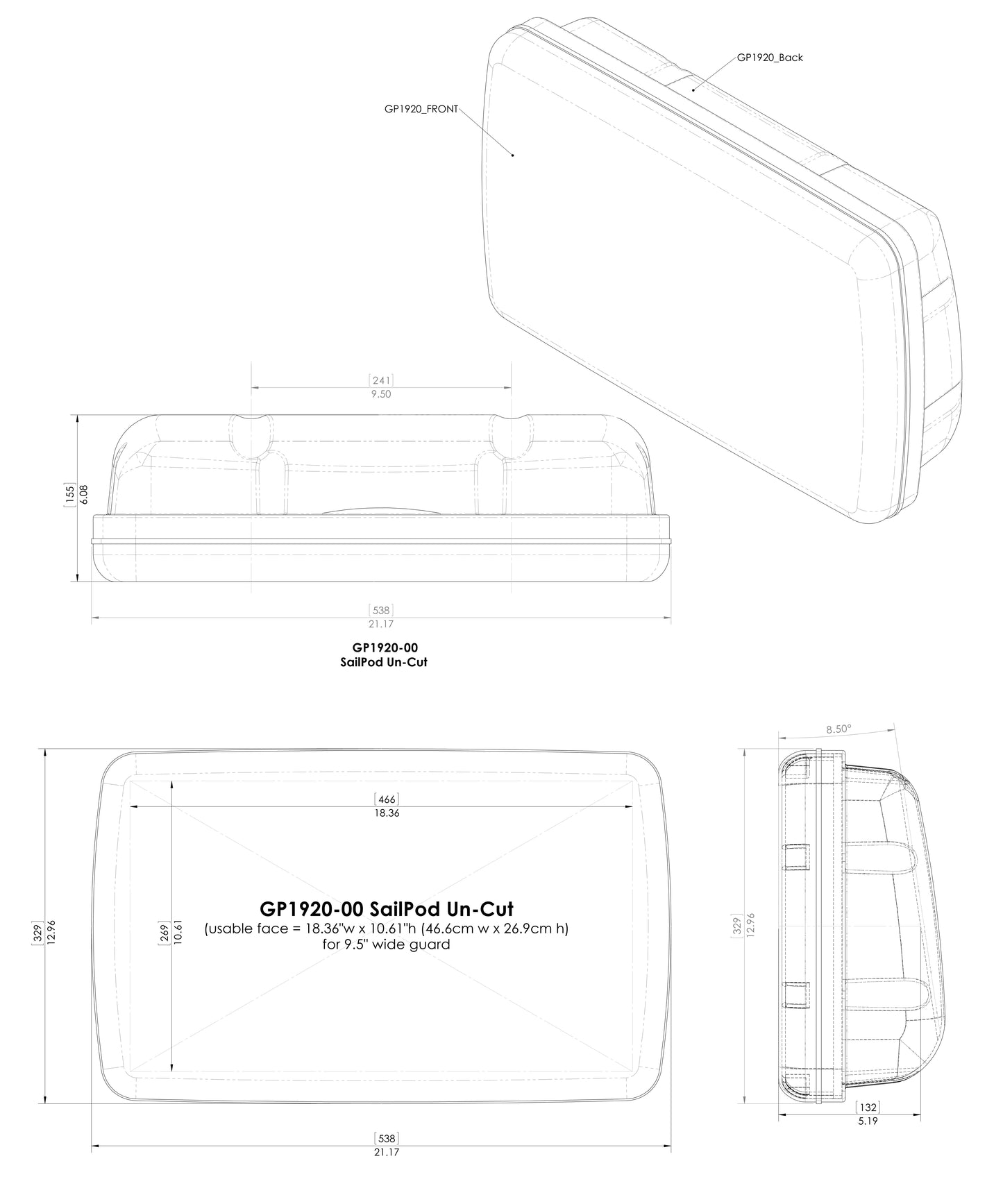 Navpod GP1920-03 SailPod for Simrad NSS16 evo3