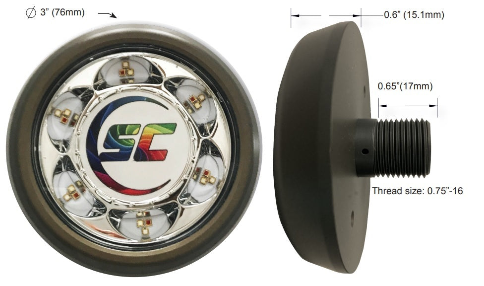 Shadow Caster SC3 Underwater LED Light RGB 12v Aluminum Thru-Hull