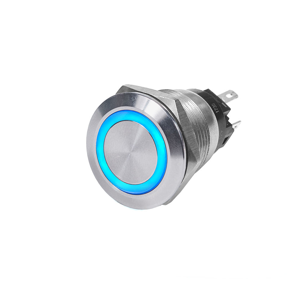 Blue Sea 4161 10A Push Button LED Ring Switch Off-(On) Blue Momentary On
