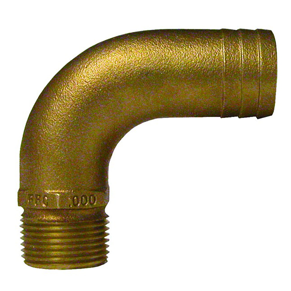 GROCO 1/2" NPT x 3/4" ID Bronze Full Flow 90? Elbow Pipe to Hose Fitting