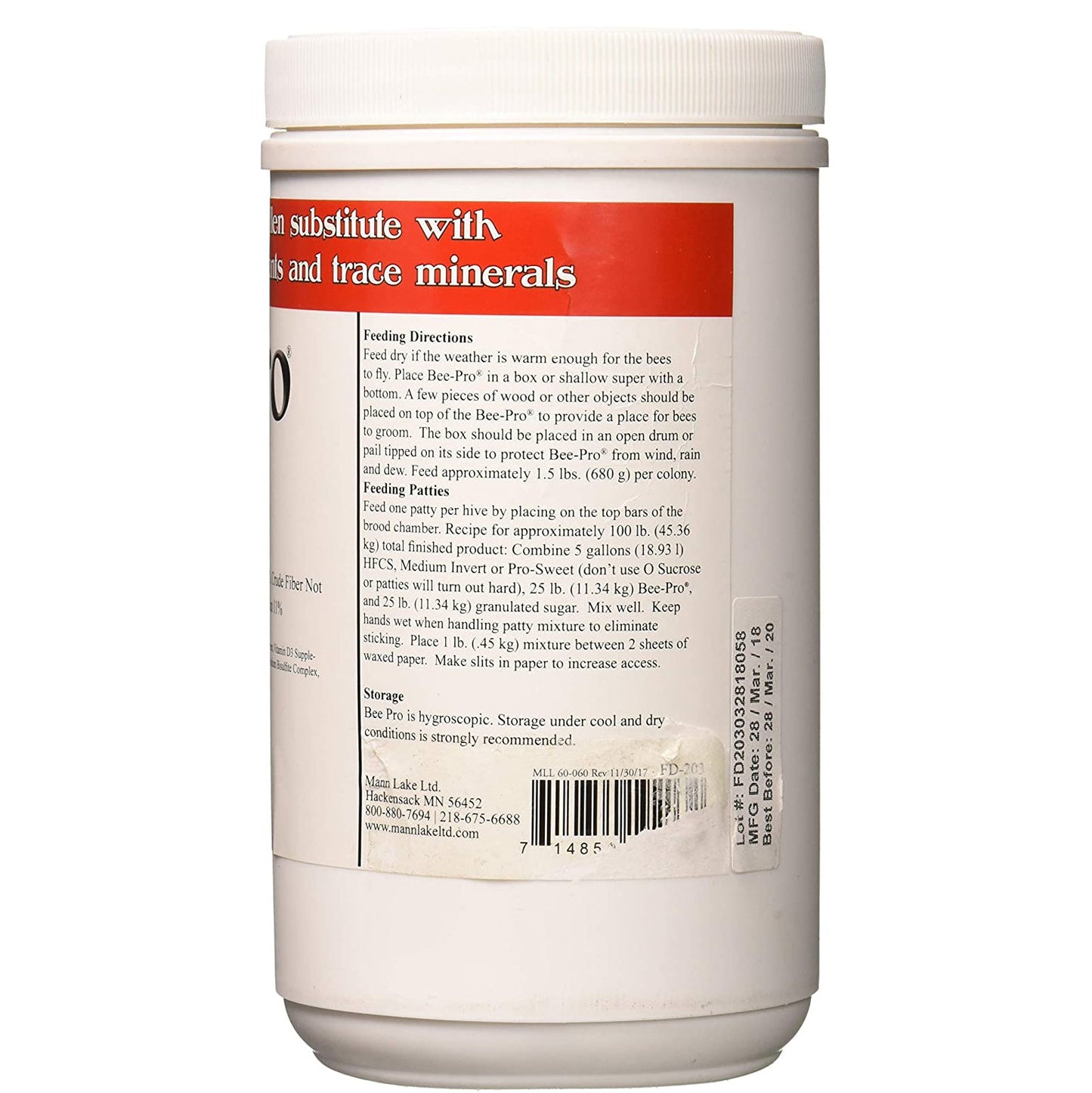 Allied Precision Industries POLLENSUB Pollen Substitute Powder for Bees, 1 Pound