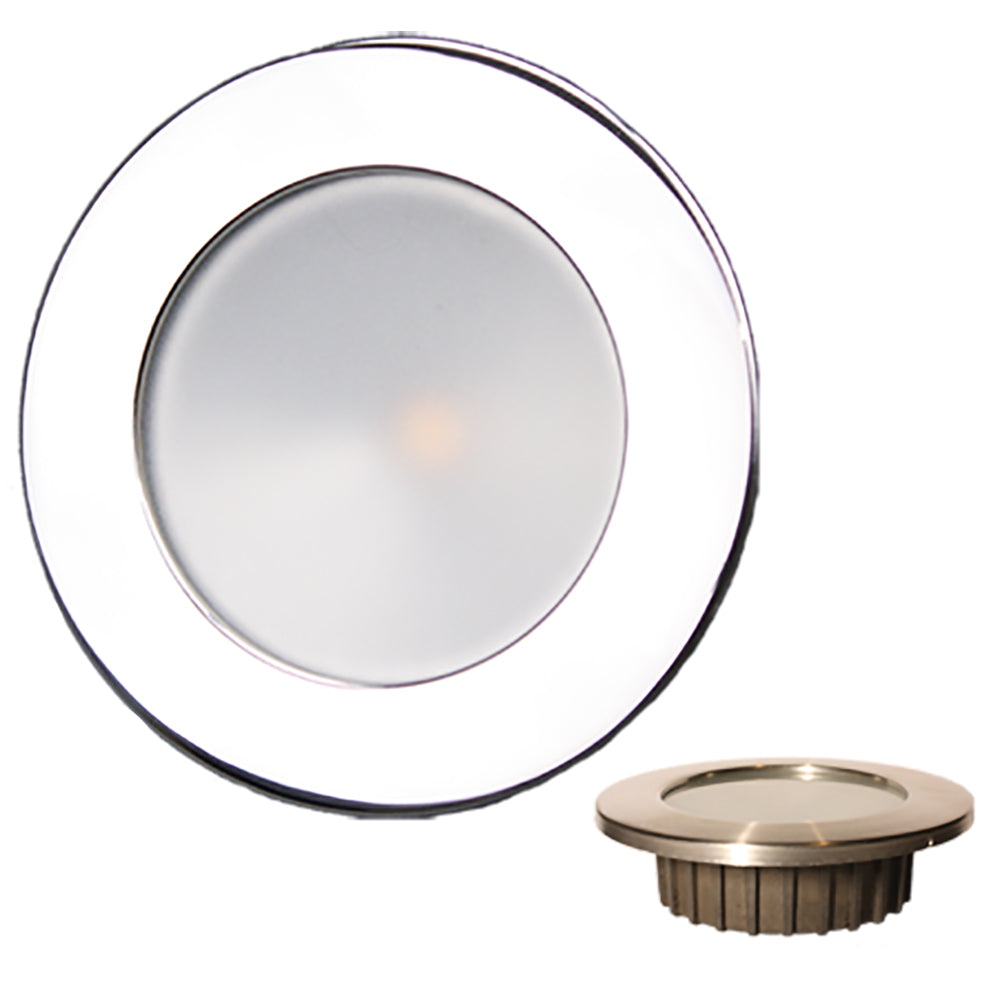 Lunasea "ZERO EMI* Recessed 3.5* LED Light - Warm White w/Polished Stainless Steel Bezel - 12VDC