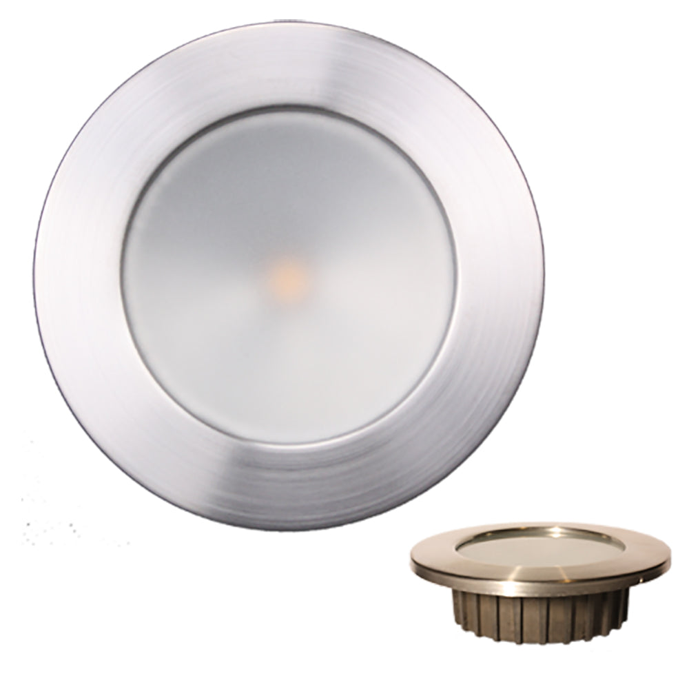 Lunasea *ZERO EMI* Recessed 3.5* LED Light - Warm White, Blue w/Brushed Stainless Steel Bezel - 12VDC