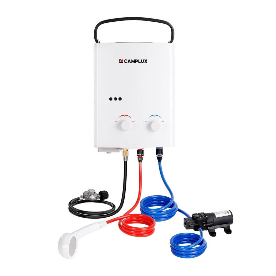 Camplux AY132P43 Portable Propane Water Heater Pump Kit