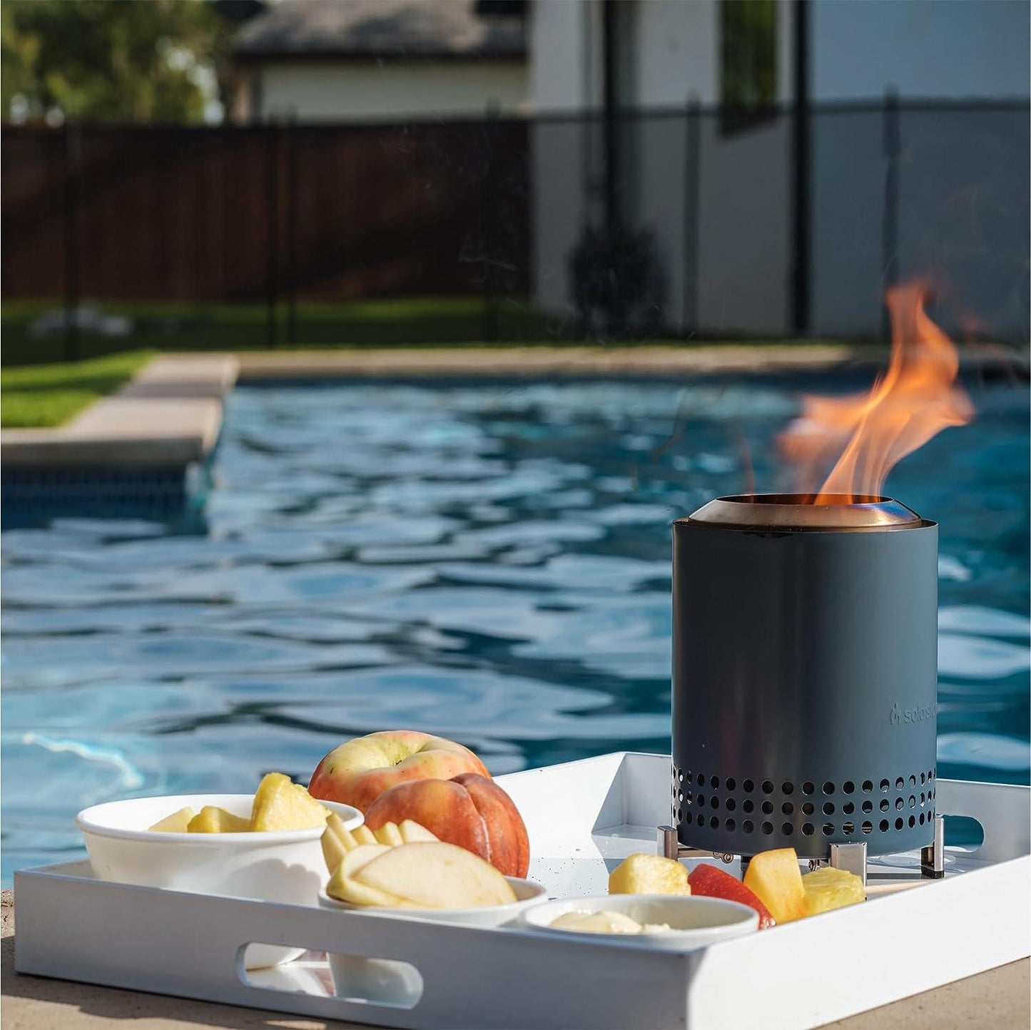 Solo Stove Mesa Tabletop Fire Pit with Stand | Low Smoke Outdoor Mini Fire for Urban & Suburbs | Fueled by Pellets or Wood