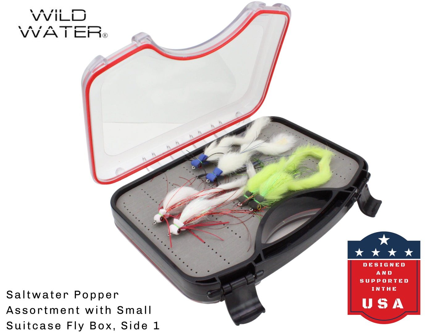 Large Foam Popper Fly Assortment, 12 Flies | Freshwater and Saltwater | Fly Suitcase | Wild Water Fly Fishing