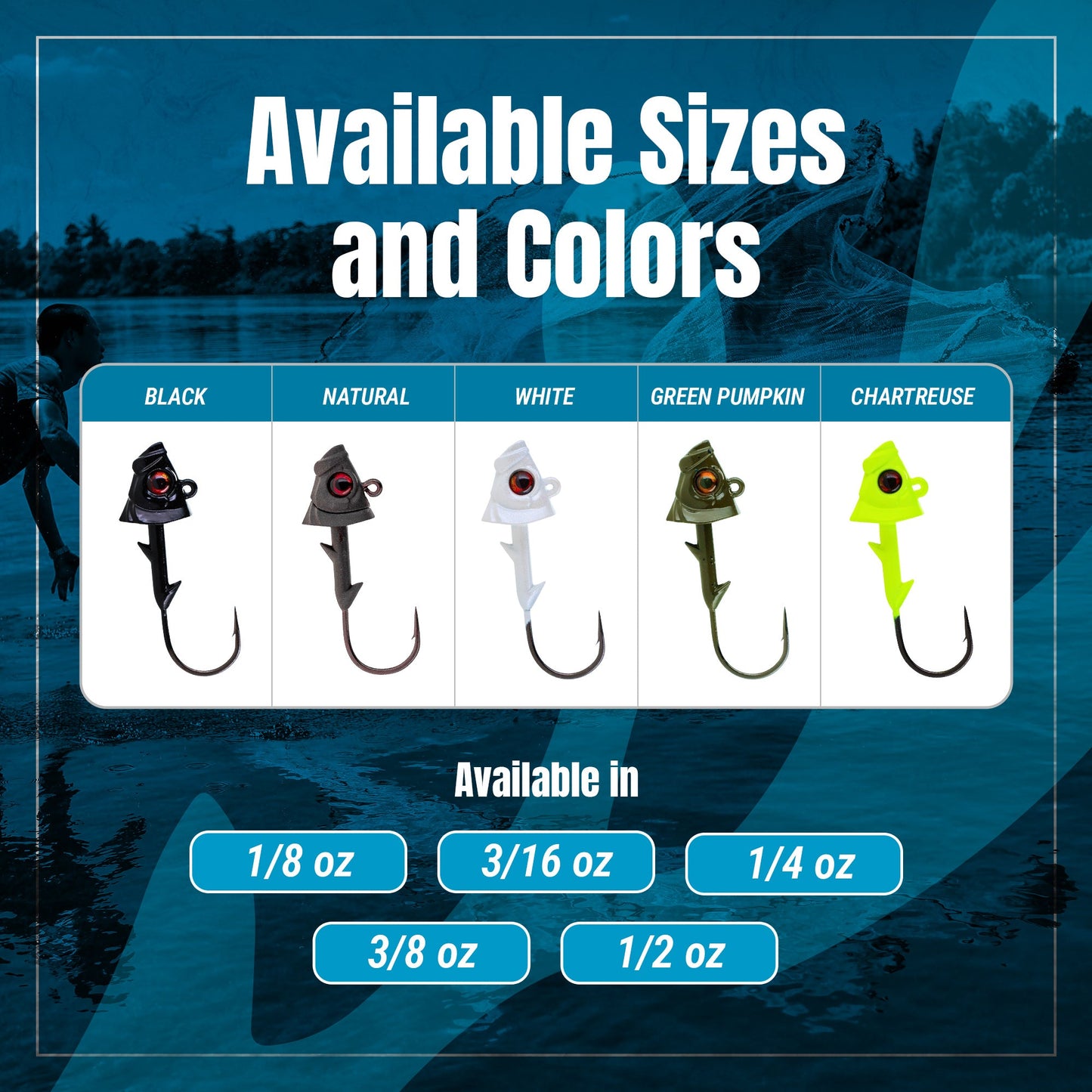 Reaction Tackle 97% Pure Tungsten Swimbait Jig with Realistic Fish Head- 5-PACK - New
