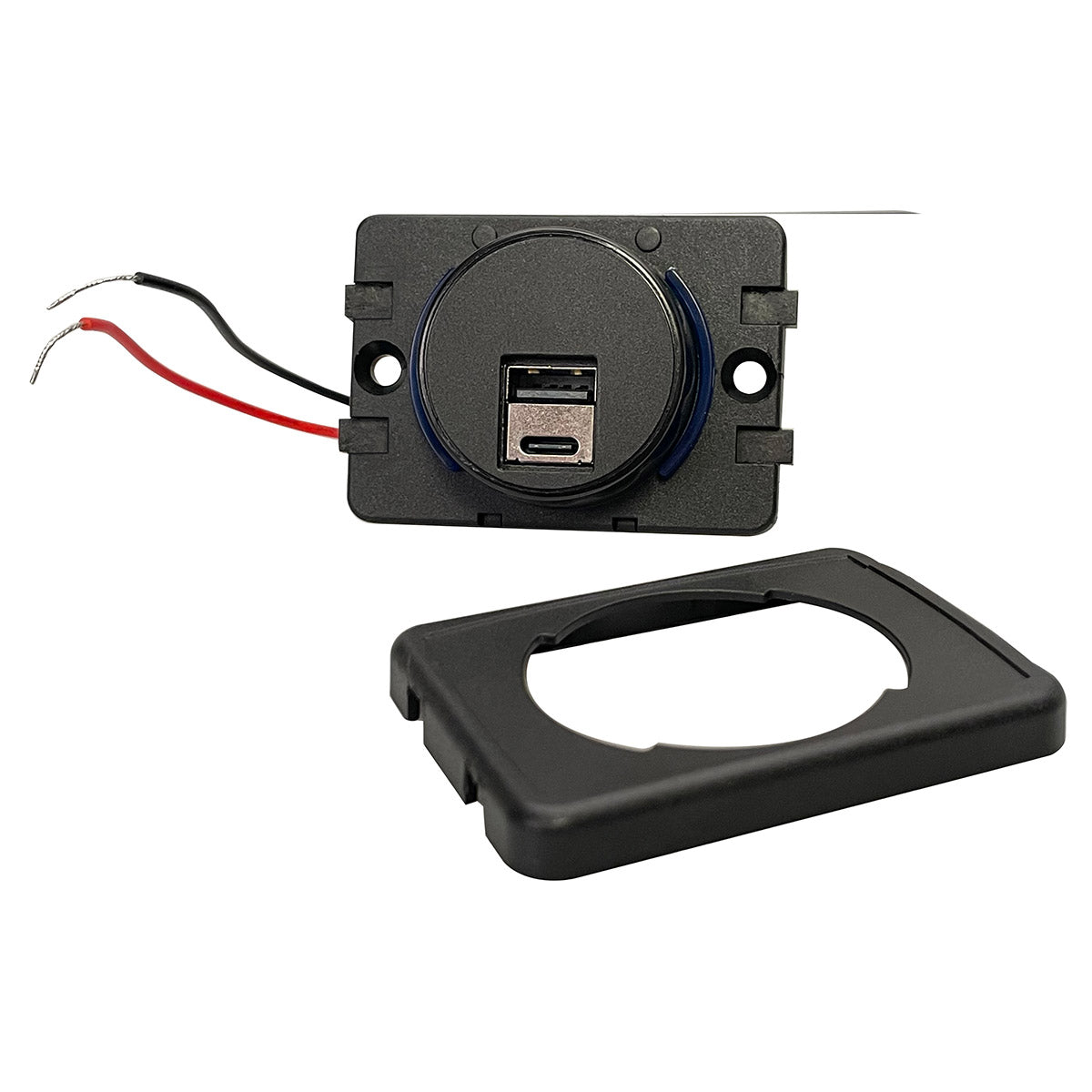 Magnadyne AUX-USB-SMACRC | Slim Profile 12V Surface Mount USB Type A & C Charger | 2 Ports | Blue LED