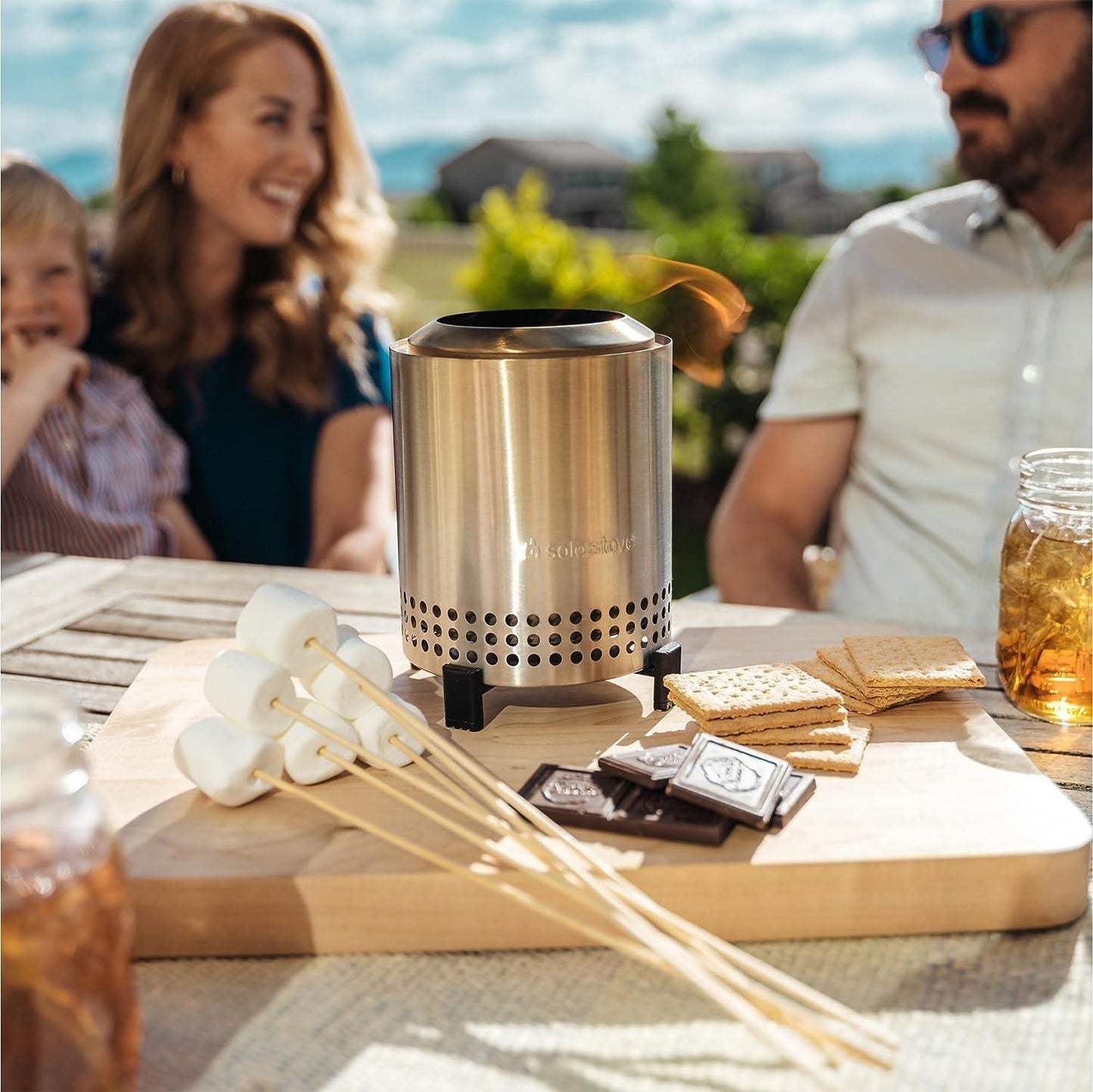Solo Stove Mesa Tabletop Fire Pit with Stand | Low Smoke Outdoor Mini Fire for Urban & Suburbs | Fueled by Pellets or Wood