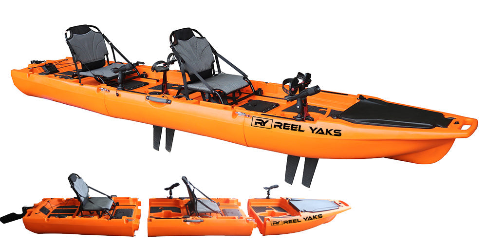 13.8ft Rocket Tandem & Solo Modular Fin Drive Pedal Fishing Kayak | Fin Drive | 550lbs Capacity | 3 Piece