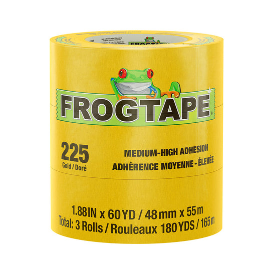 FrogTape CP 225 Medium-High Adhesion Masking Tape - 48MM x 55M x 3-Pack - Gold - Rated for 225?F