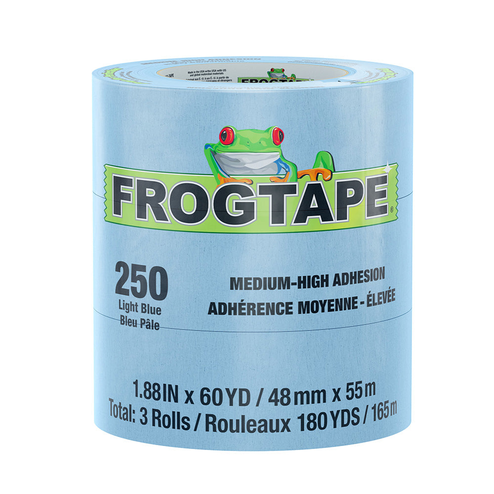 FrogTape CP 250 Medium-High Adhesion Masking Tape - 48MM x 55M x 3-Pack - Light Blue - Rated for 250?F