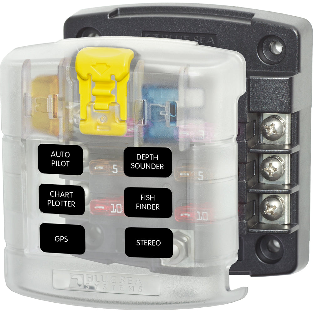 Blue Sea 5028 6-Gang Fuse Block ST ATO/ATC with Cover