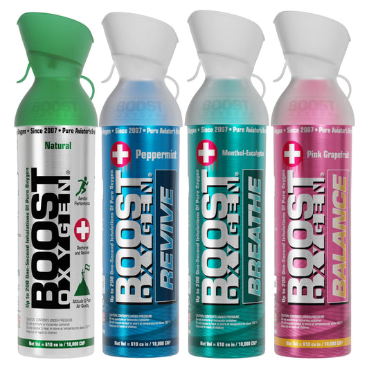 4 Pack Large 10 Liter Boost Oxygen Natural Portable Pure Oxygen Variety Canister