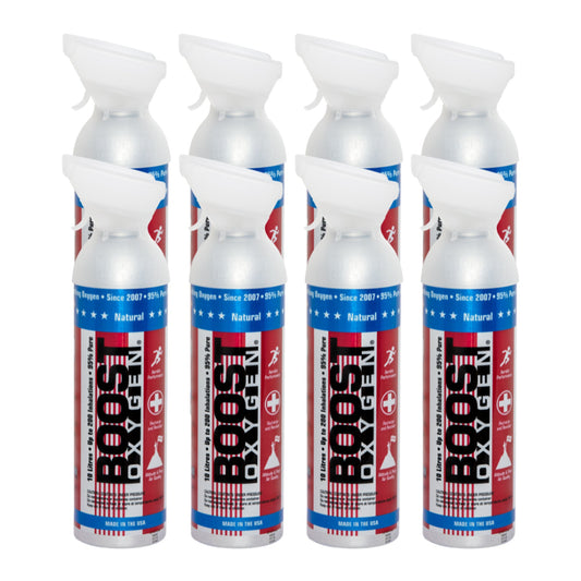 8 Pack 10L Boost Oxygen Stars and Stripes Pure Canned Oxygen Canister, Natural