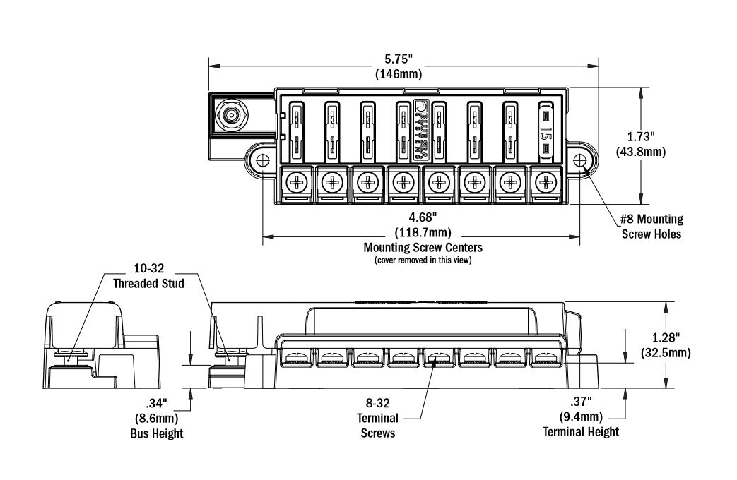 Blue Sea 5046 8-Circuit Fuse Block ST ATO/ATC with Cover