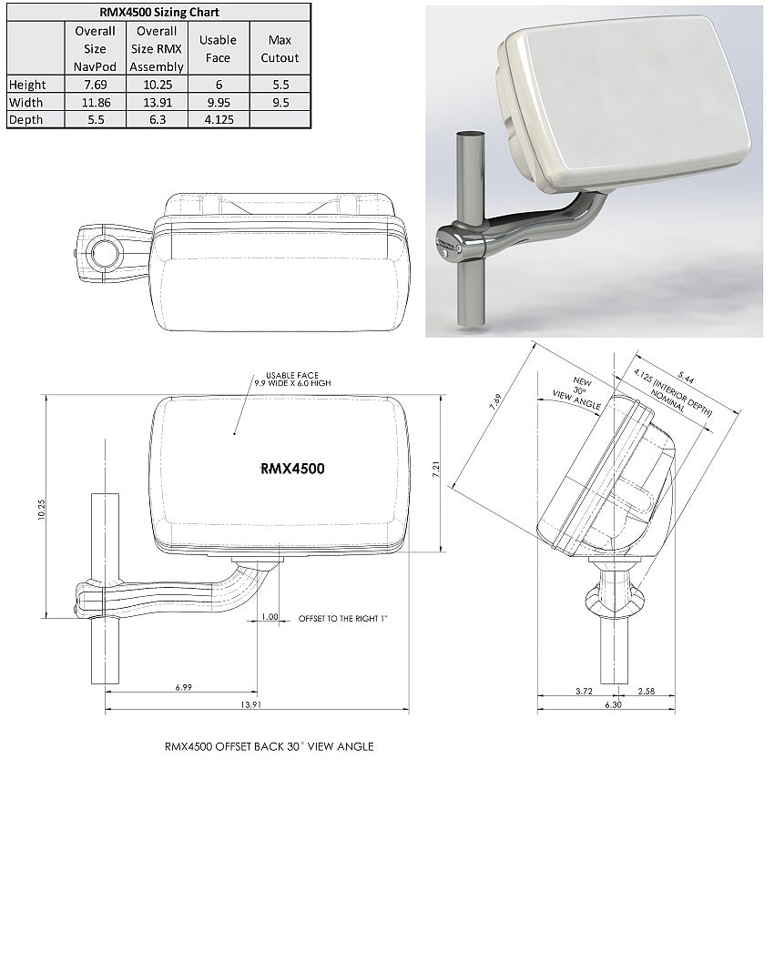 NAVPOD RMX4500-09 Railmount for Simrad NSS7 evo3