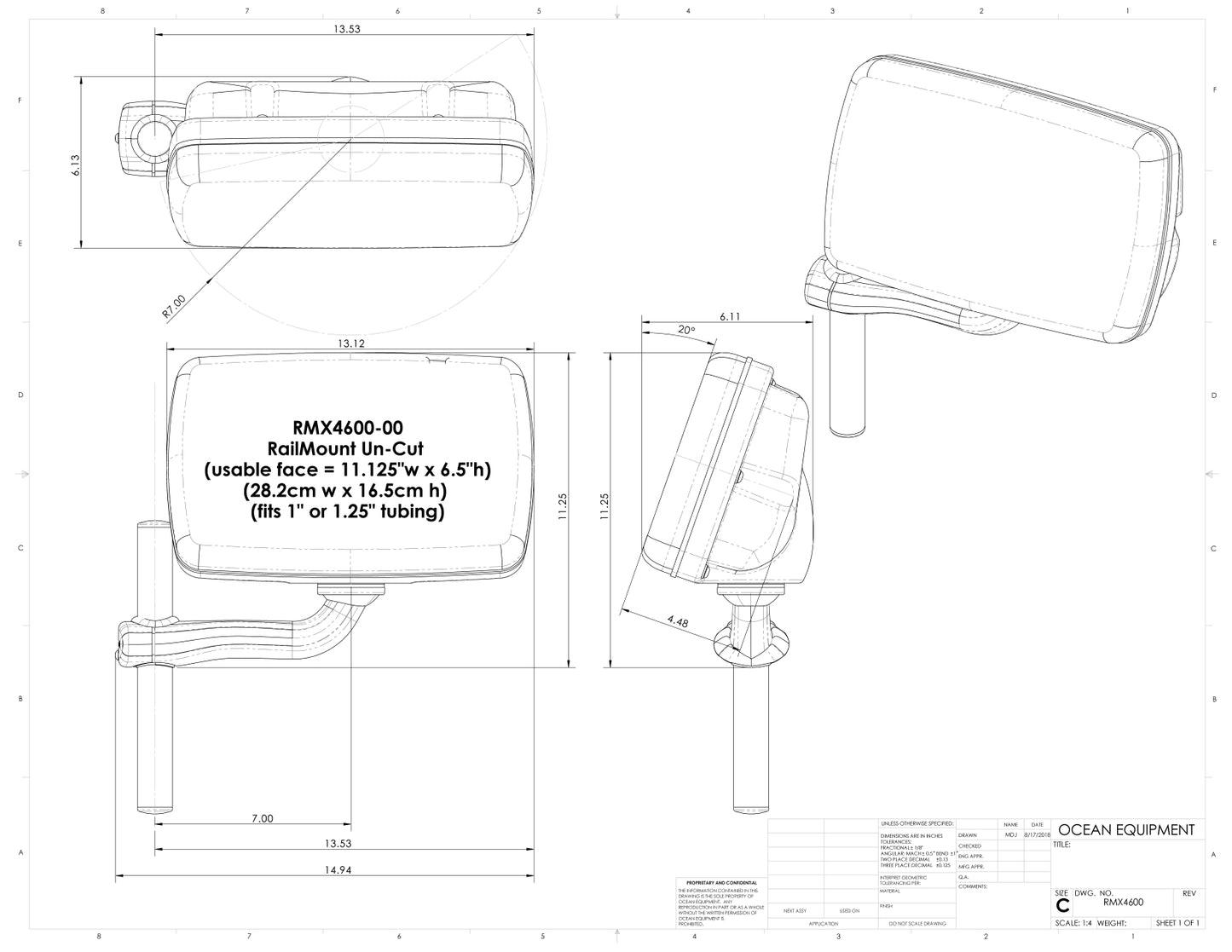 NAVPOD RMX4600-04 Railmount for Simrad NSS9 evo2