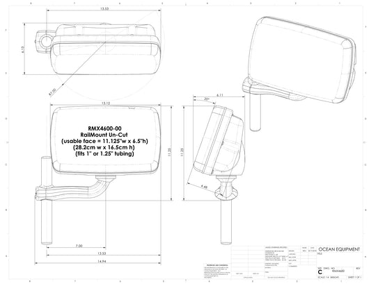 NAVPOD RMX4600-13 Railmount for Furuno GP1971F 9" GPS