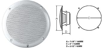 Polyplanar MA-4056 Spkr White 6"  Round Flush Mount