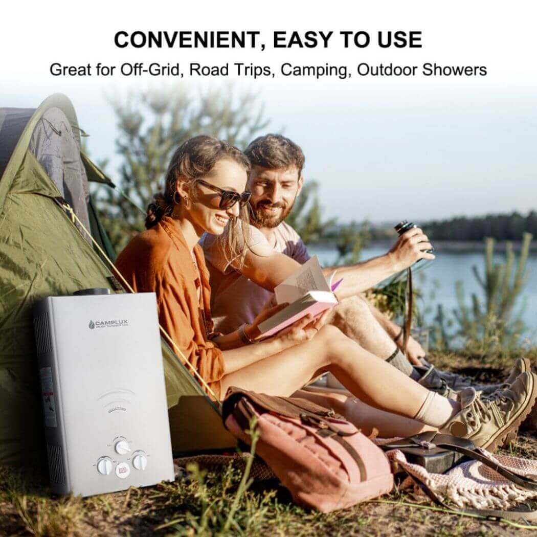 Portable Propane Tankless Water Heater , Camplux 2.64 GPM On Demand Camping Gas Water Heater, Gray