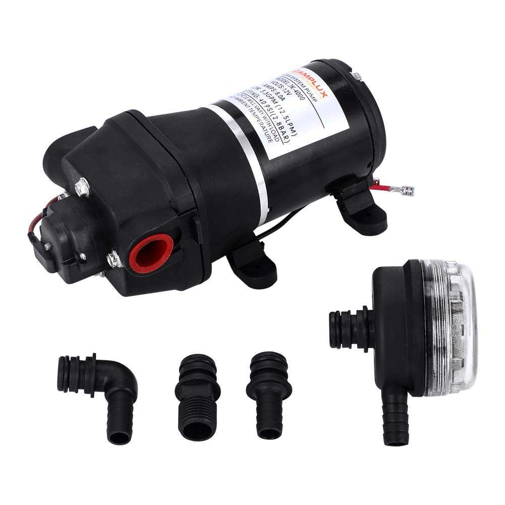 Camplux JK-4000 12V Water Pressure Diaphragm Pump 3.3GPM, 40PSI, 12.5LPM for RV Camper, Marine Boat, Lawn