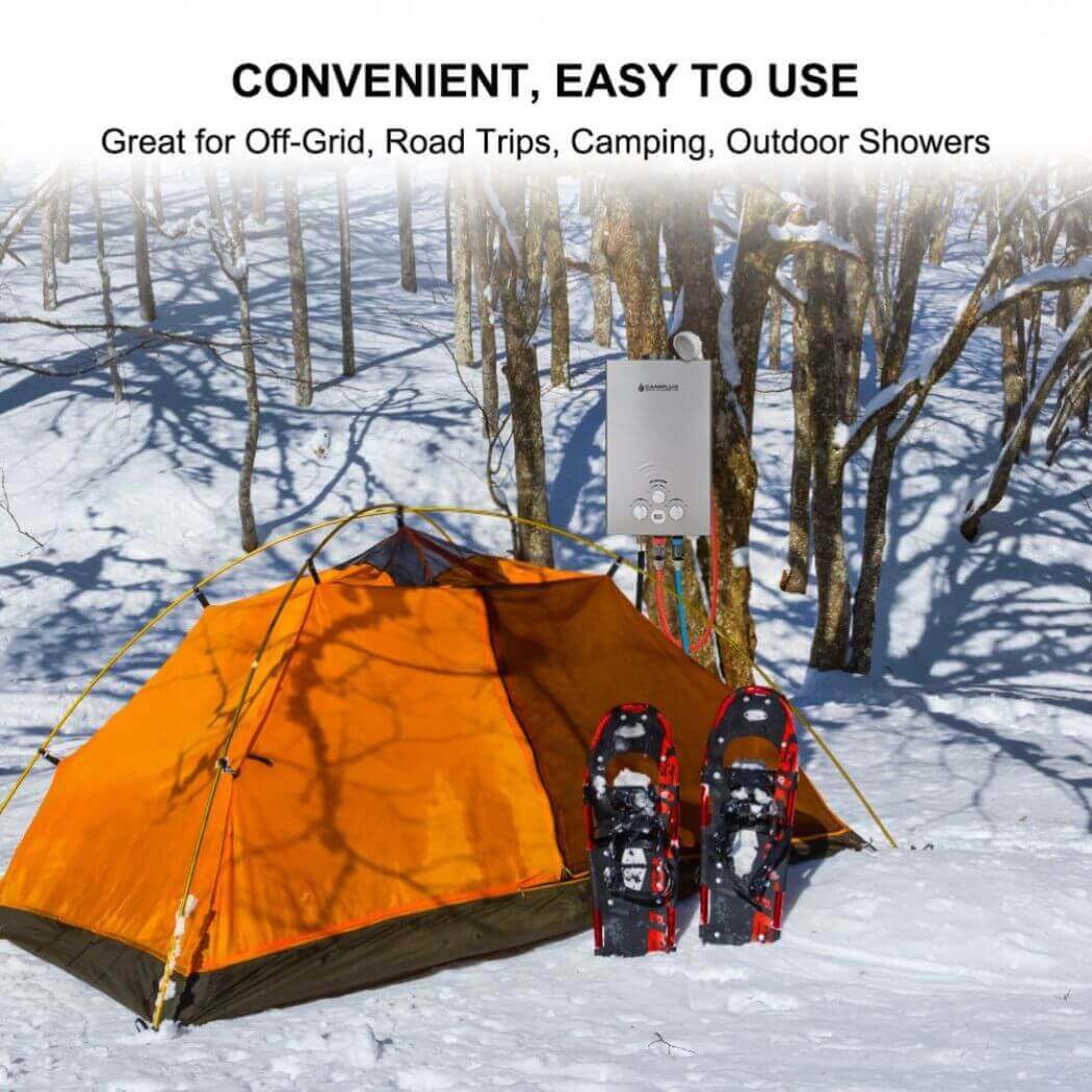 Portable Propane Tankless Water Heater , Camplux 2.11 GPM On Demand Camping Gas Water Heater, Gray