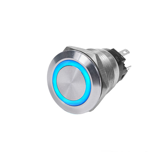 Blue Sea 4160 10A Push Button LED Ring Switch Off-On Blue