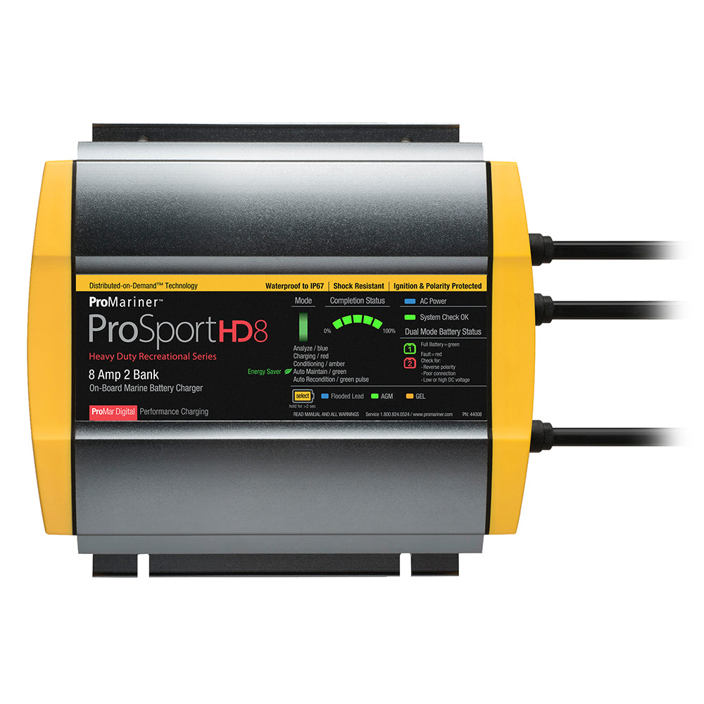 ProMariner ProSport HD 8 Gen4 8 Amp Battery Charger 12/24v 2 Bank 120v Input