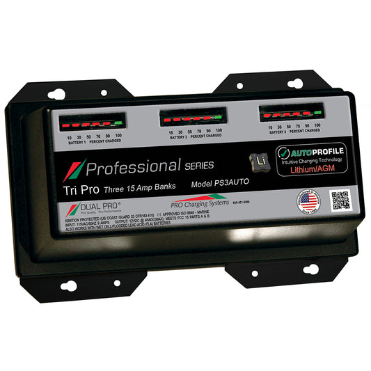 Dual Pro PS3AUTO Battery Charger, Auto Profile 3 Bank 45 Amps