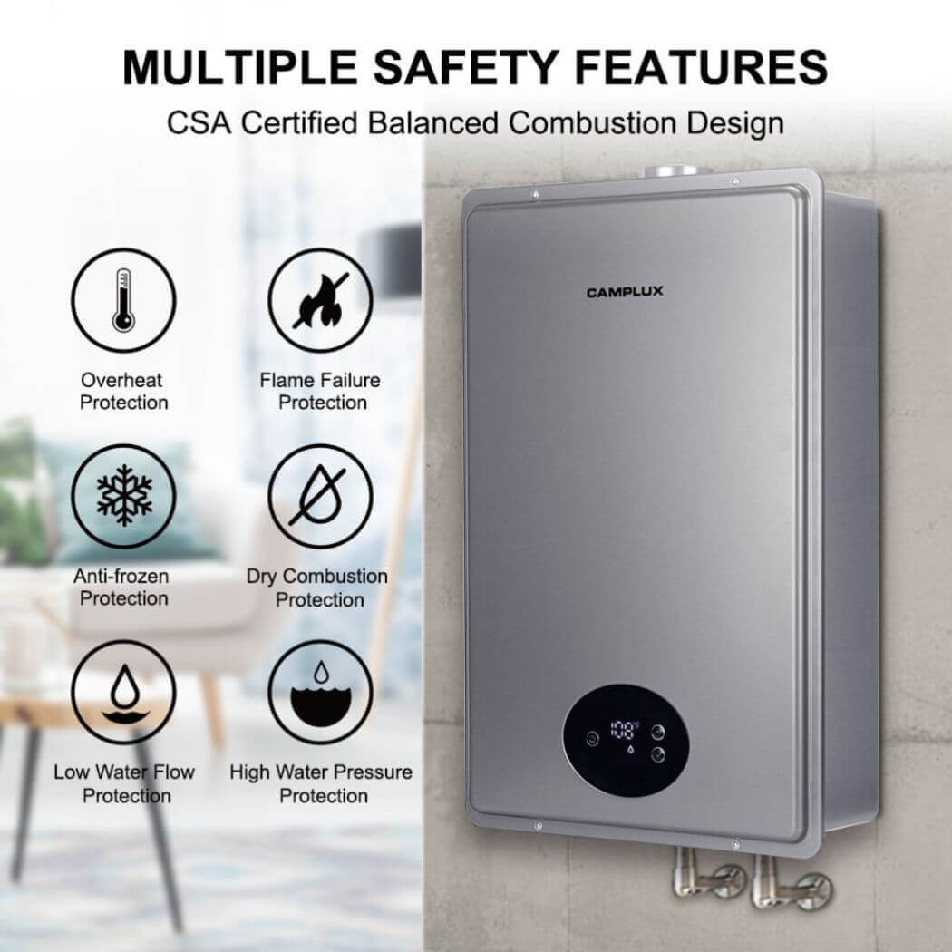 Camplux Instant Indoor Tankless Gas Water Heater 5.28 GPM | Gray