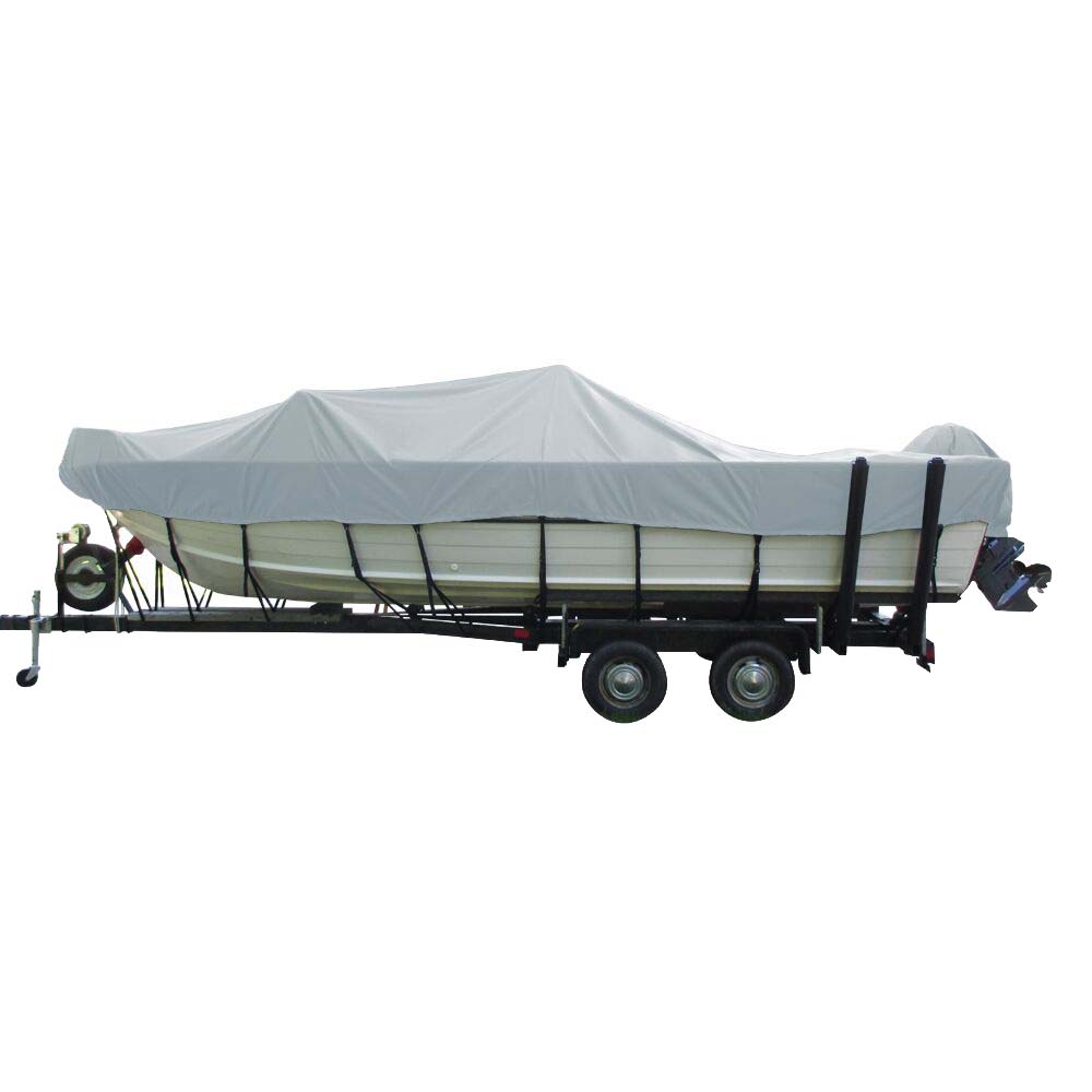 Carver Poly-Flex II Wide Series Styled-to-Fit Boat Cover f/17.5' Aluminum V-Hull Boats with Walk-Thru Windshield - Grey