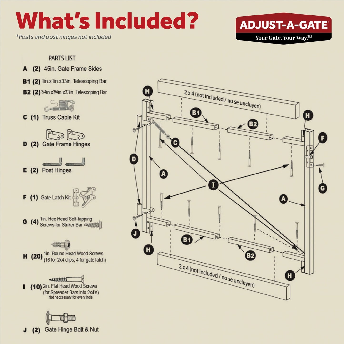 Adjust-A-Gate Gate Building Kit, 36"-72" Wide Opening Up To 6' High (3 Pack)
