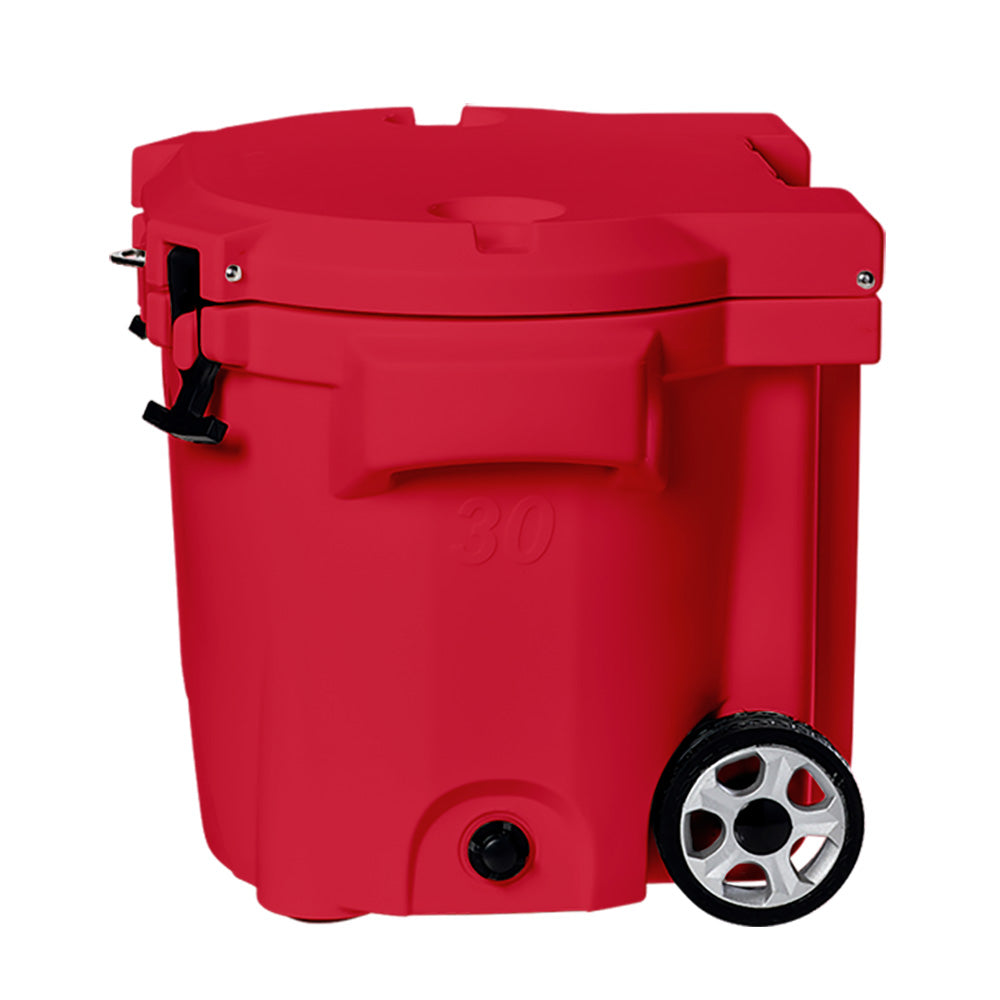 LAKA Coolers 30 Qt Cooler w/Telescoping Handle & Wheels - Red