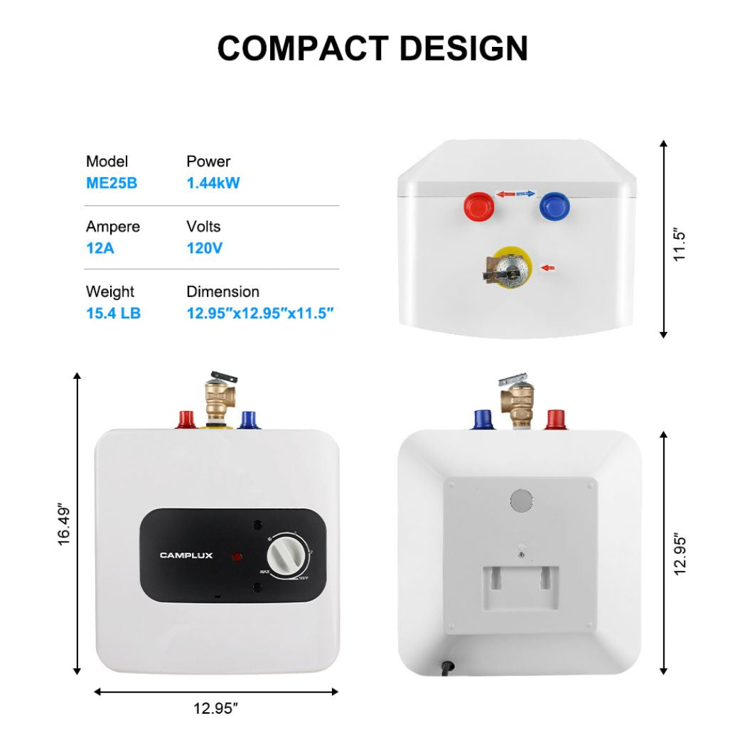 Mini Tank Portable Electric Water Heater | 120V 2.5 Gallon