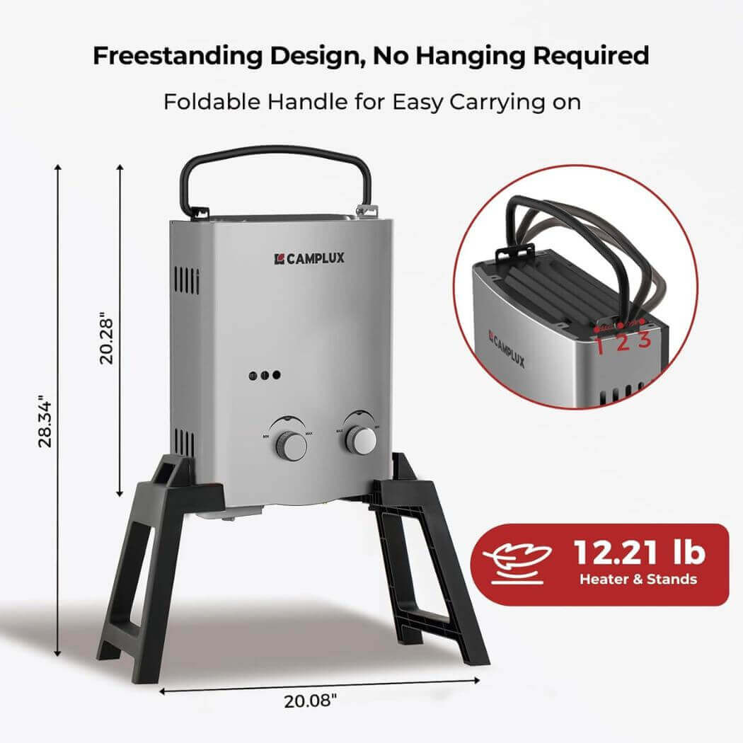 Camplux AY132GMAX Portable Propane Water Heater With Stand