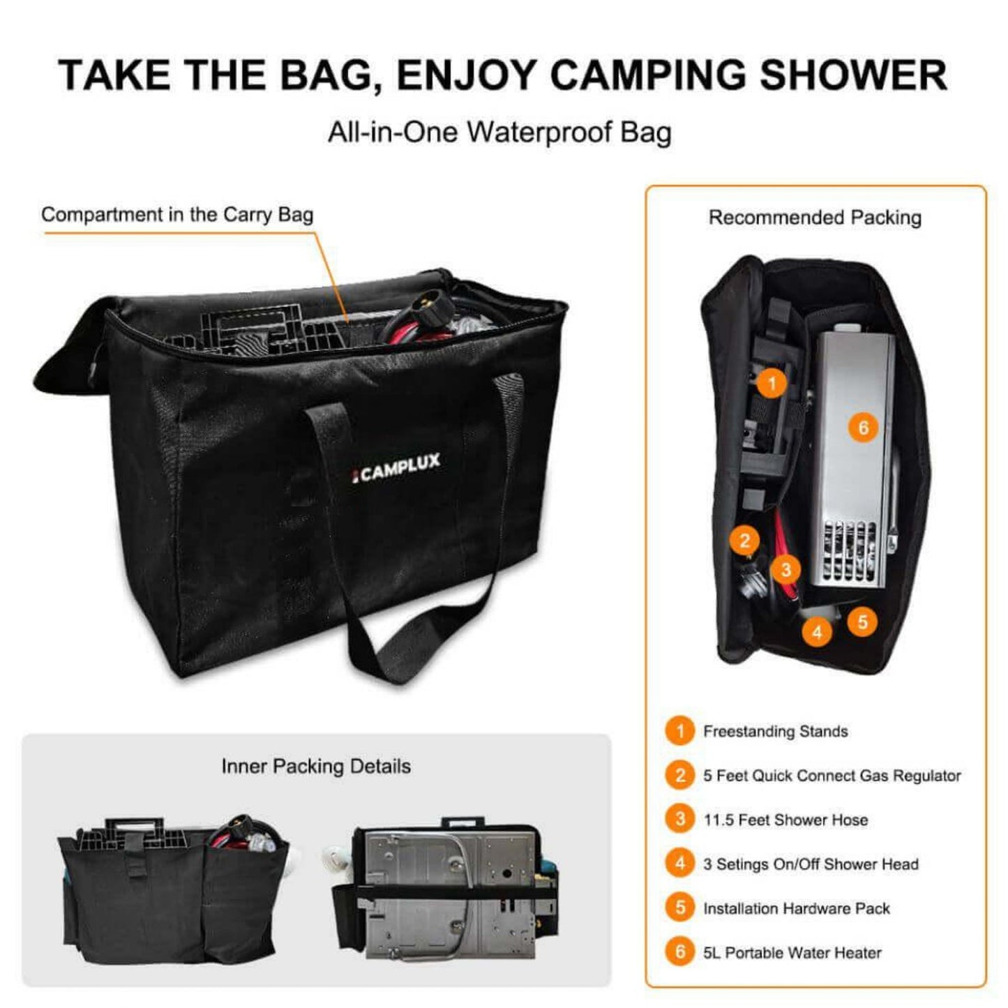 Camplux AY132GMAX Portable Propane Water Heater With Stand