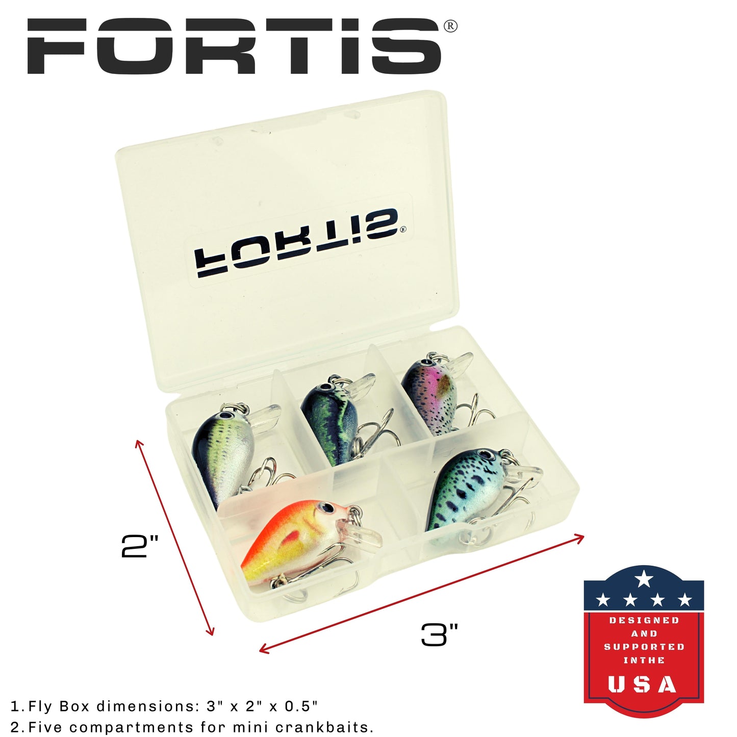 FORTIS 1" Length 5 Piece Mini Crankbait Assortment