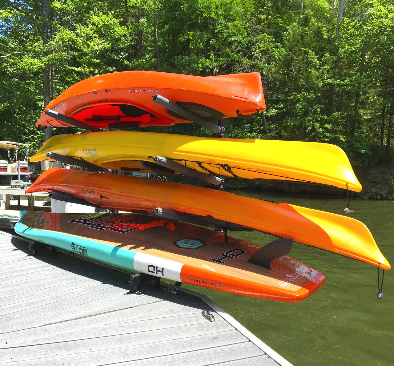 Chesapeake Kayak Storage | Adjustable Dock Rack | Over The Water | 4 Levels