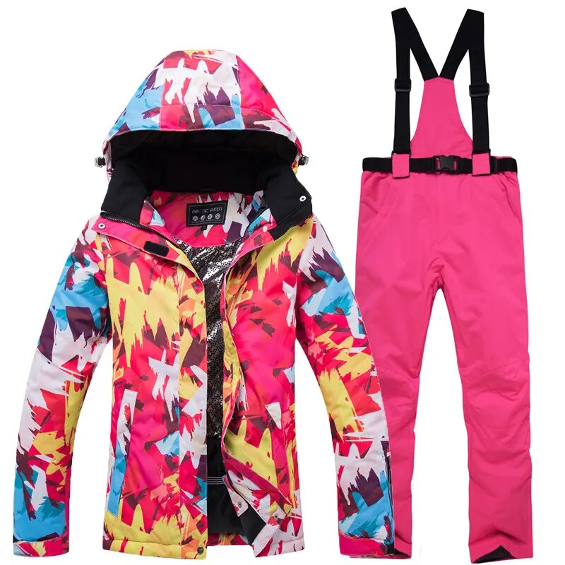 Women Skiing and Snowboarding Jacket Pants Set