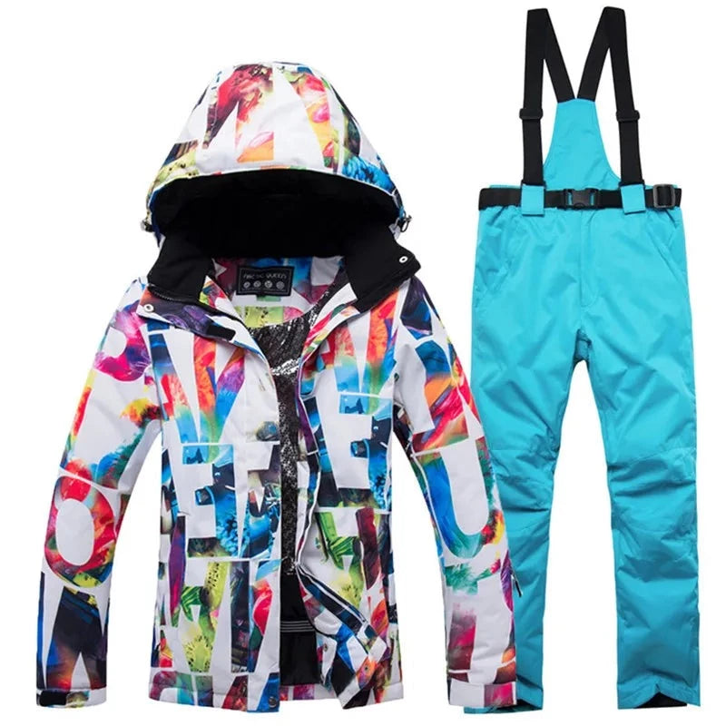 Women Skiing and Snowboarding Jacket Pants Set